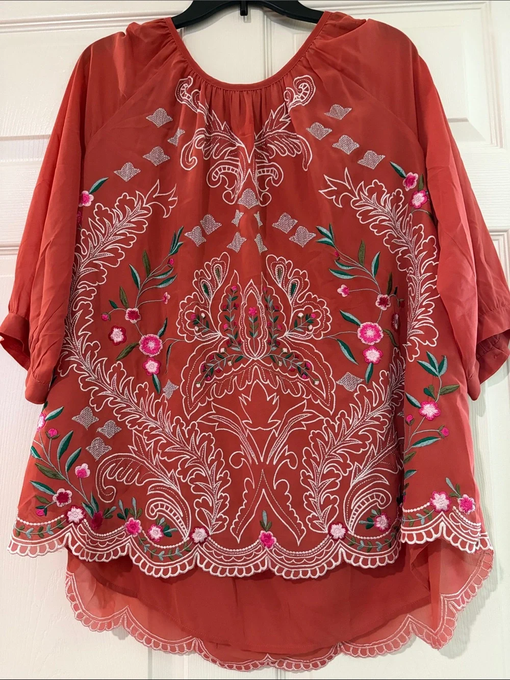 Soft Surroundings Rust Floral Embroidered Tunic - Picture 1 of 3